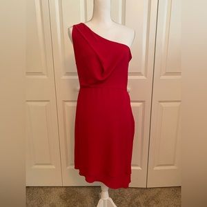 Red one shoulder dress